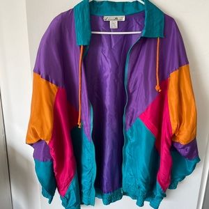 Vintage 80’s windbreaker- teal, pink, yellow